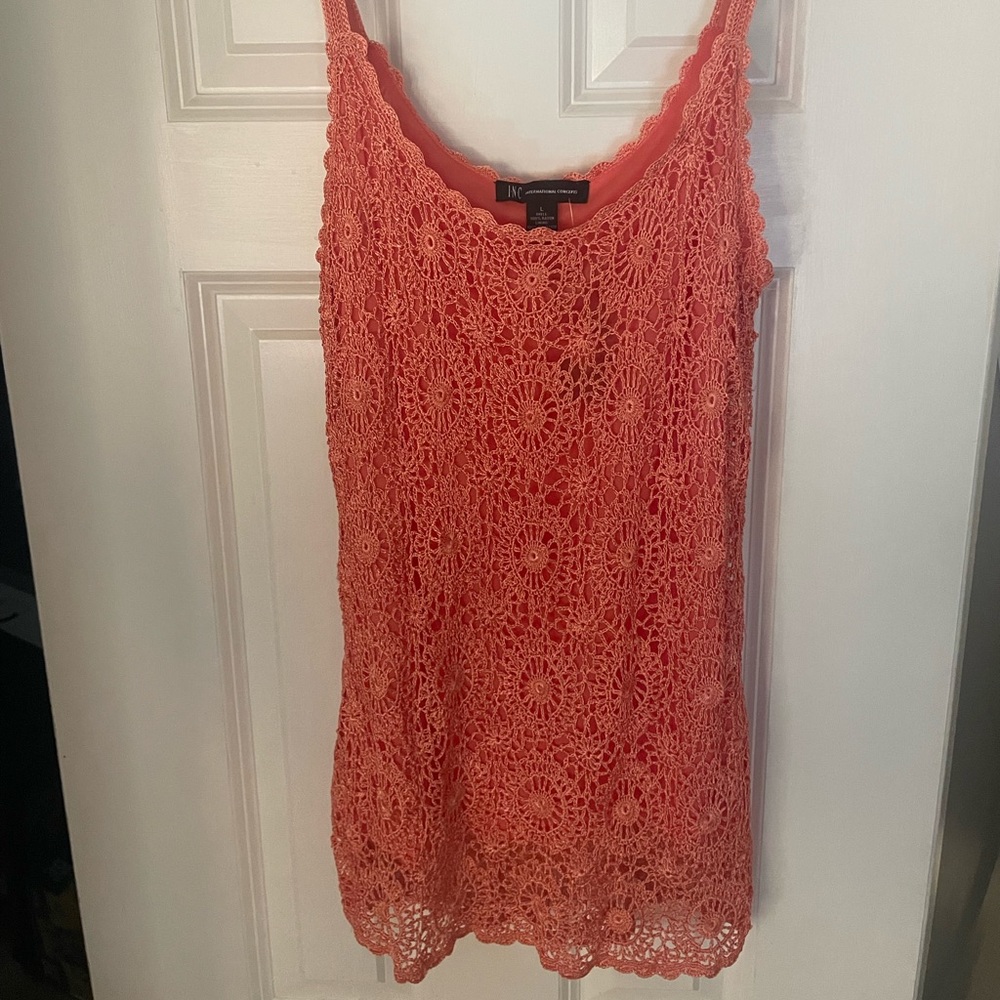 INC Pink Crocheted Tank Top